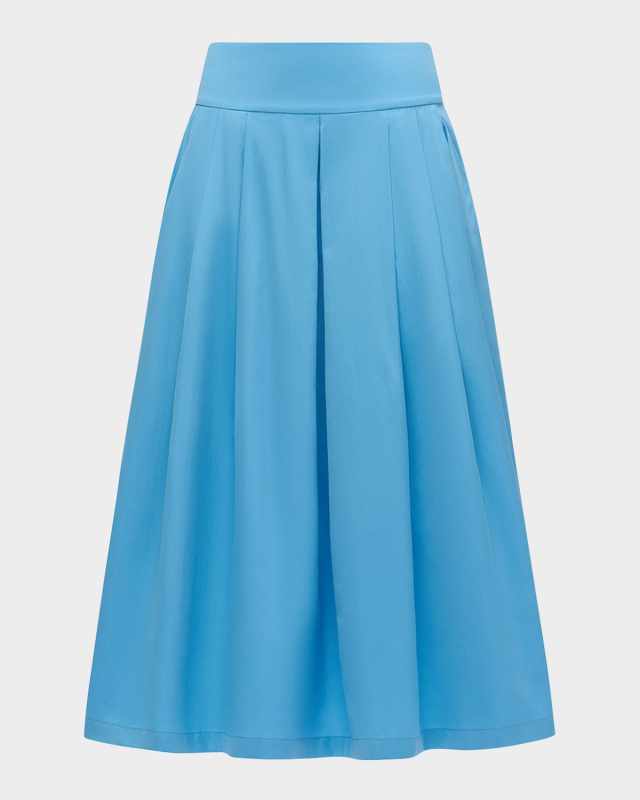 Consuela Pleated Cotton-Silk Midi Skirt